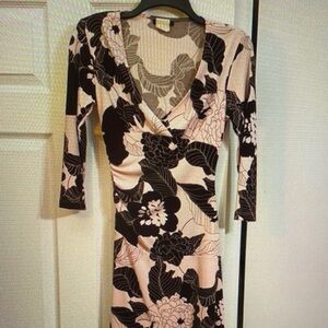 Teeze Me Pink and Black Floral Wrap Dress